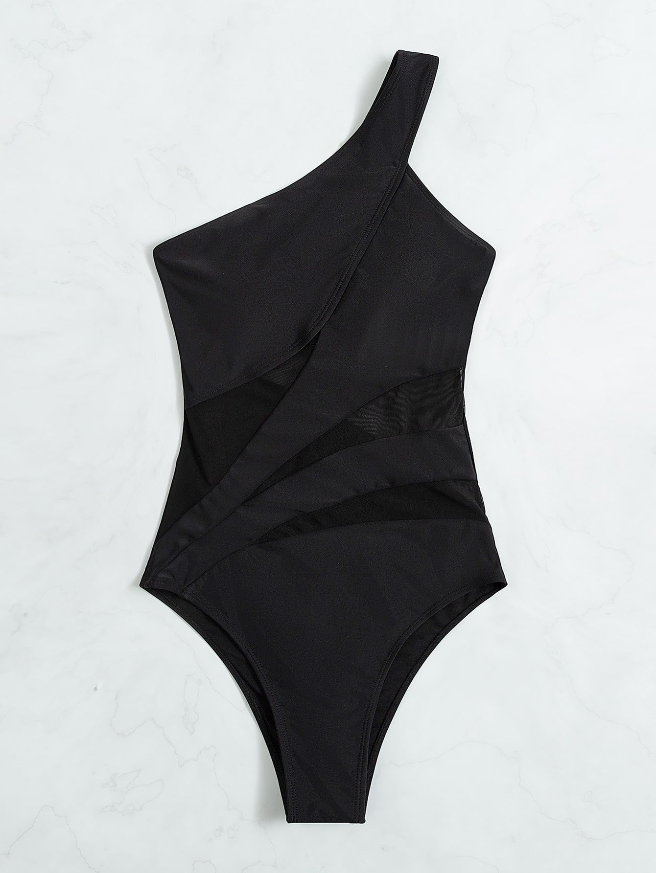 Maiô Feminino Assimétrico Preto com Tule Cherry Modas