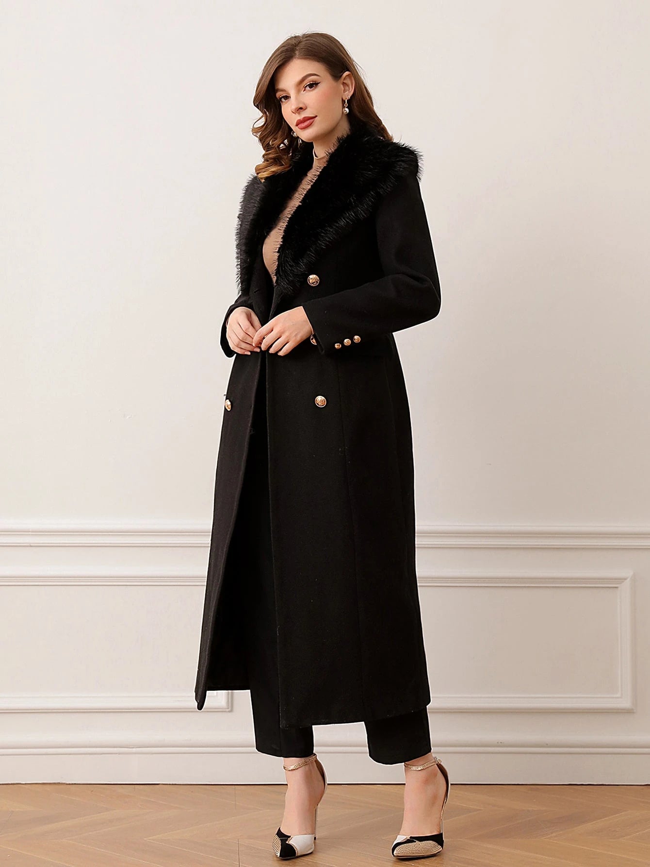 Casaco Sobretudo Elegante Feminino Lã Batida