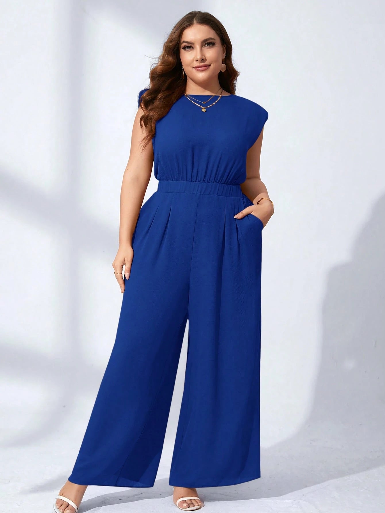 Macacão Pantalona Plus Size sem Manga