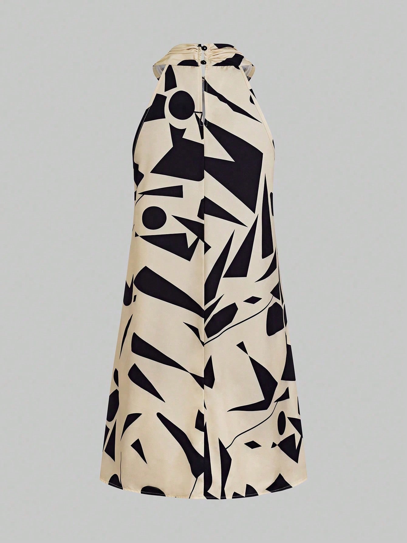 Vestido Feminino Elegante Gola Cruzada Geométrico