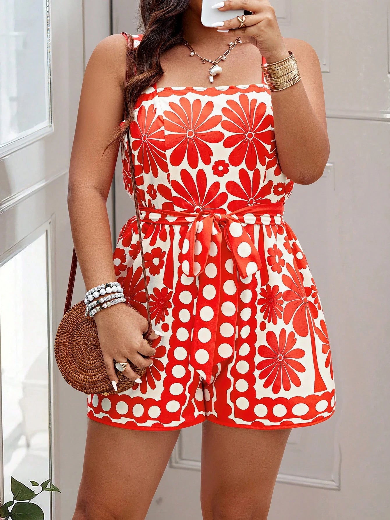 Macaquinho Plus Size Regata Florido