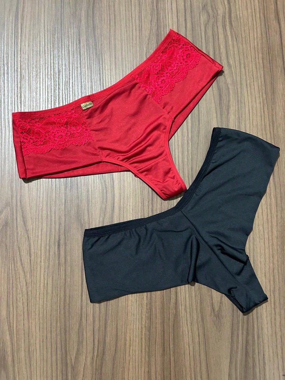 Kit 3 Calcinha Plus Size Fio Duplo com Renda na Lateral
