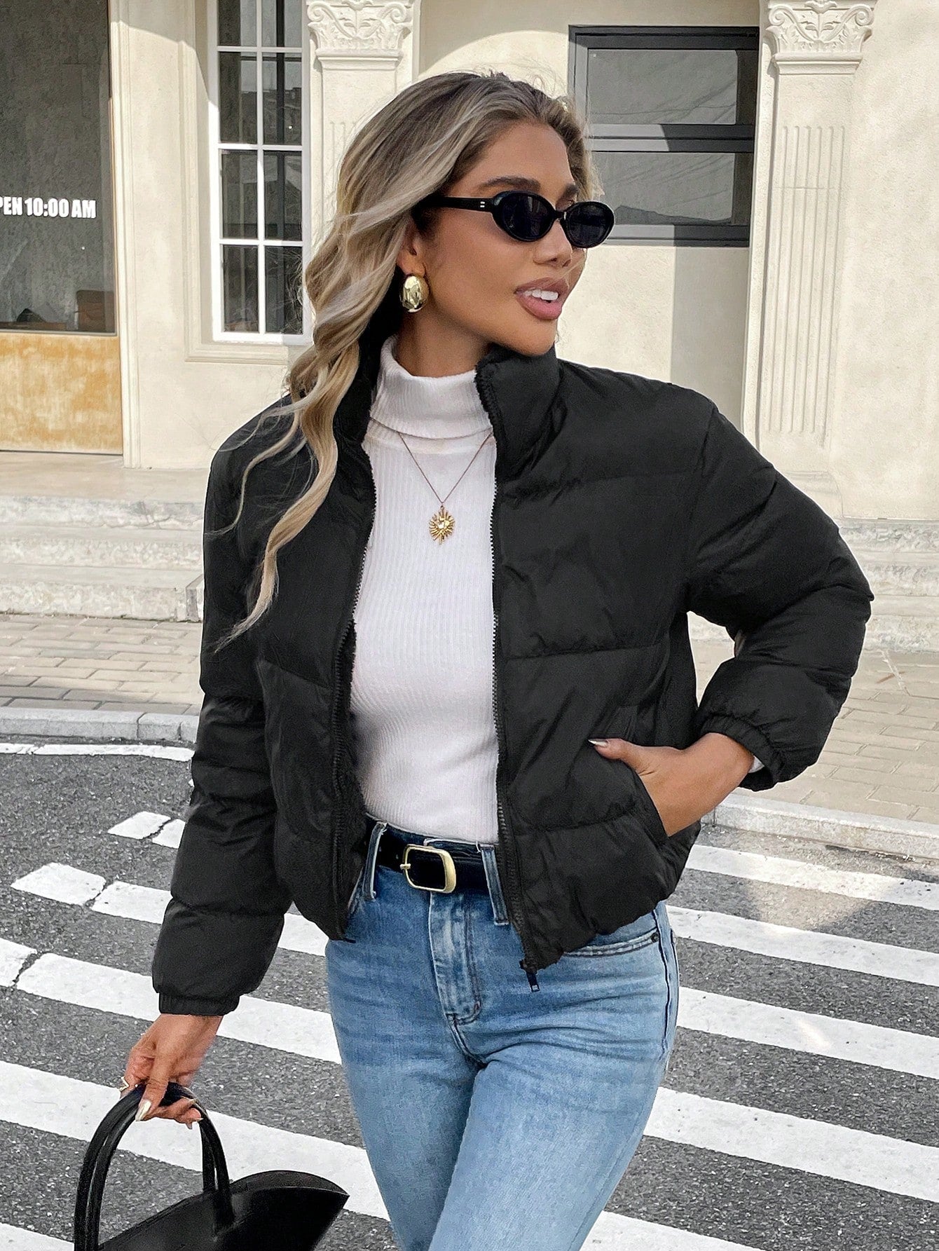 Jaqueta Puffer Feminina Forrada com Pelúcia