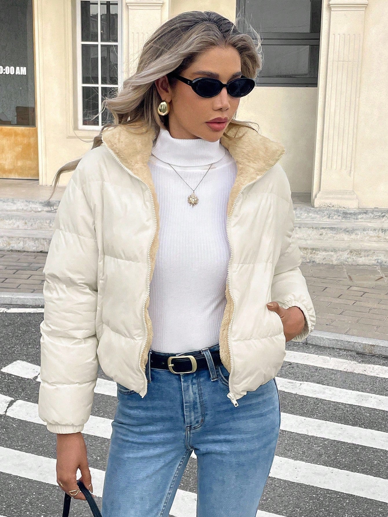 Jaqueta Puffer Feminina Forrada com Pelúcia