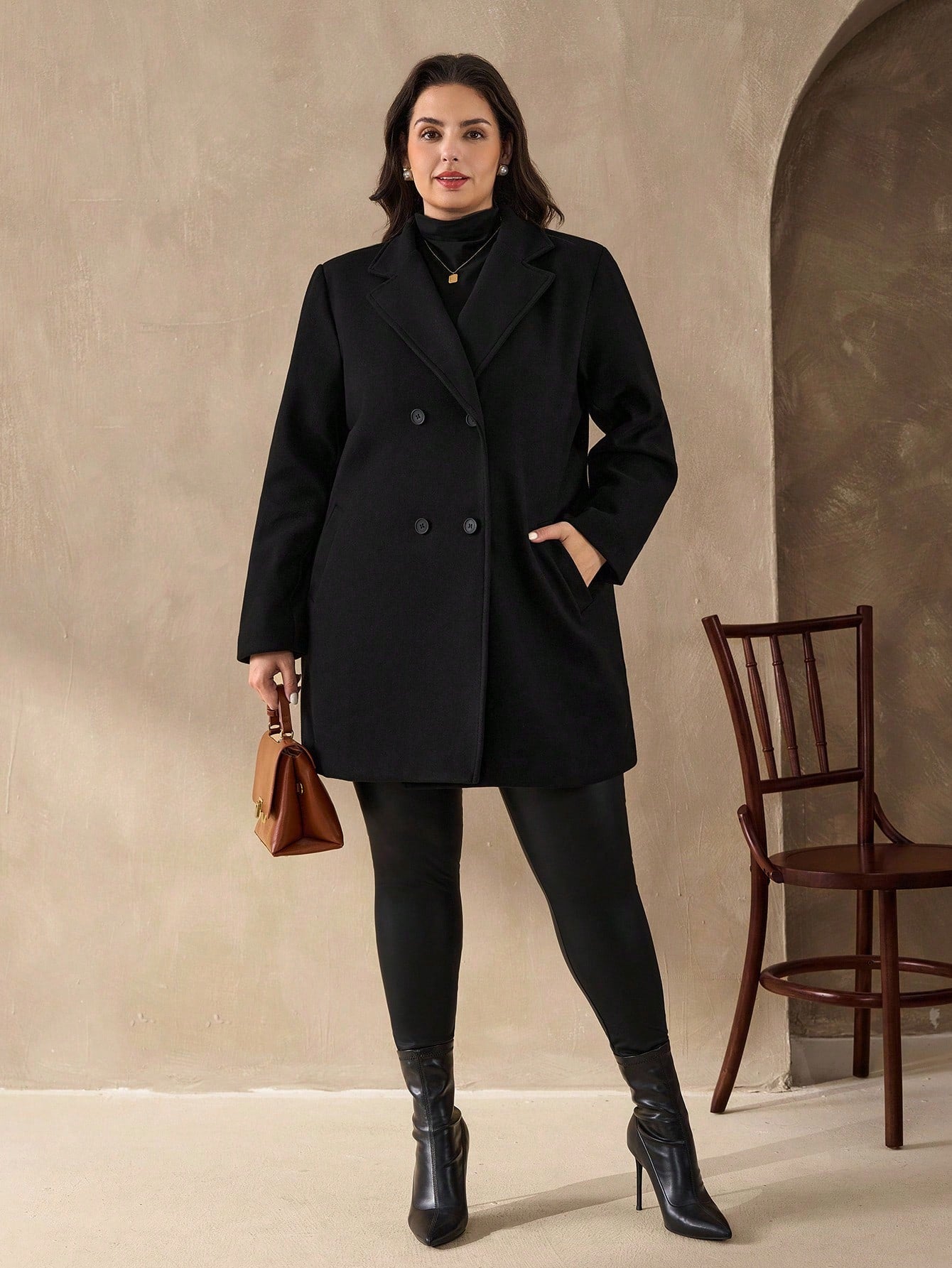 Casaco Sobretudo Forrado Lã Batida Plus Size Feminino