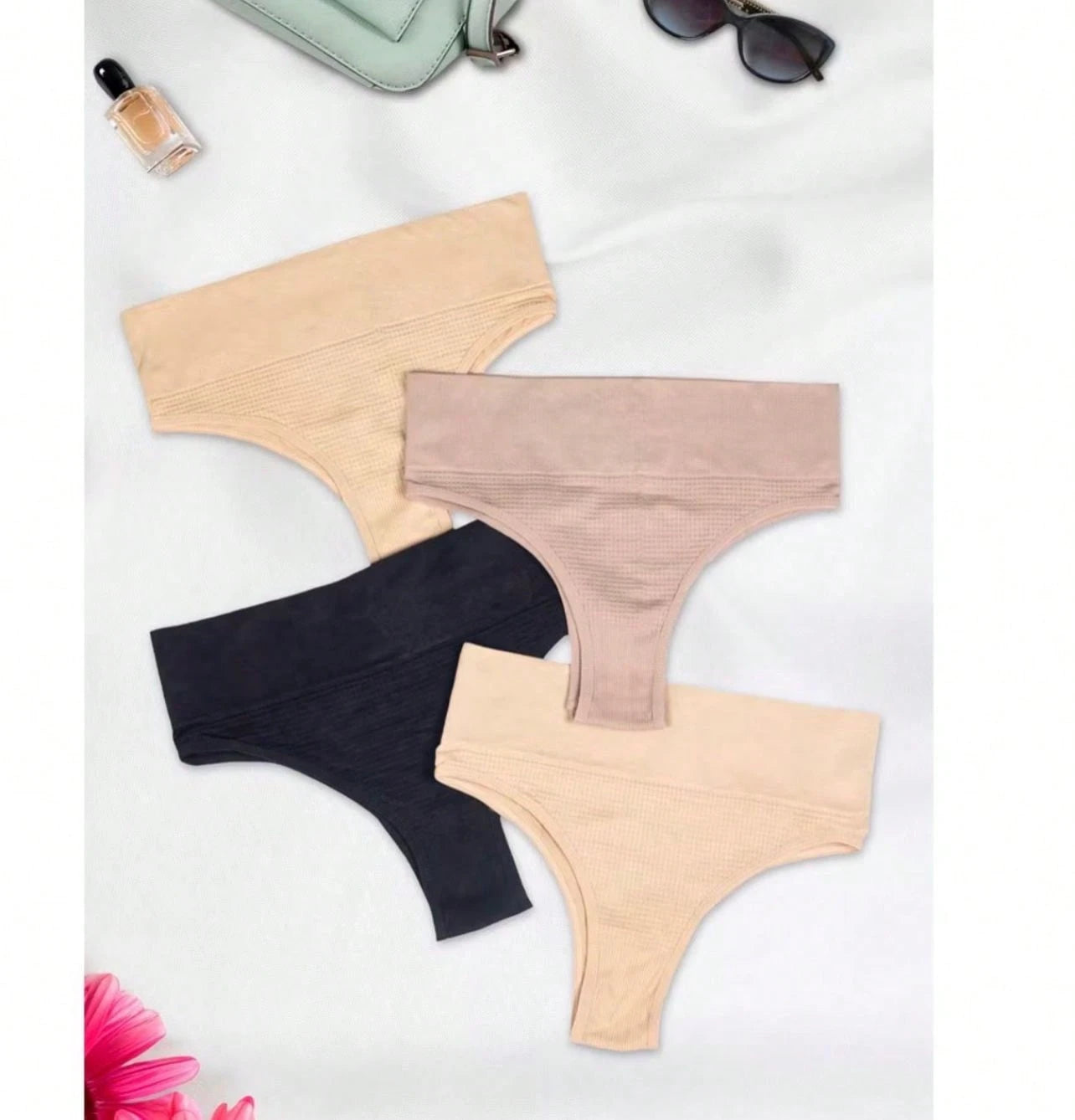 Kit 4 Calcinha Cintura Alta Tanga Confortável