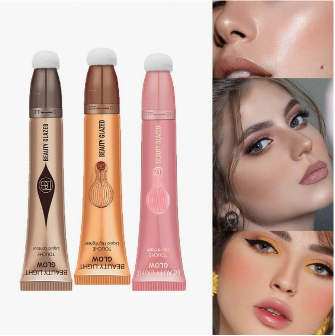 Kit Blush Líquido, Contorno e Iluminador