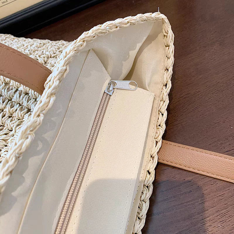 Bolsa Feminina de Palha Grande de Praia