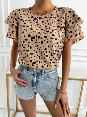 Blusa Feminina Manga Curta Borboleta Dupla