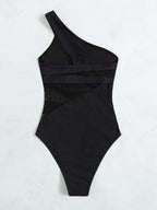 Maiô Feminino Assimétrico Preto com Tule Cherry Modas