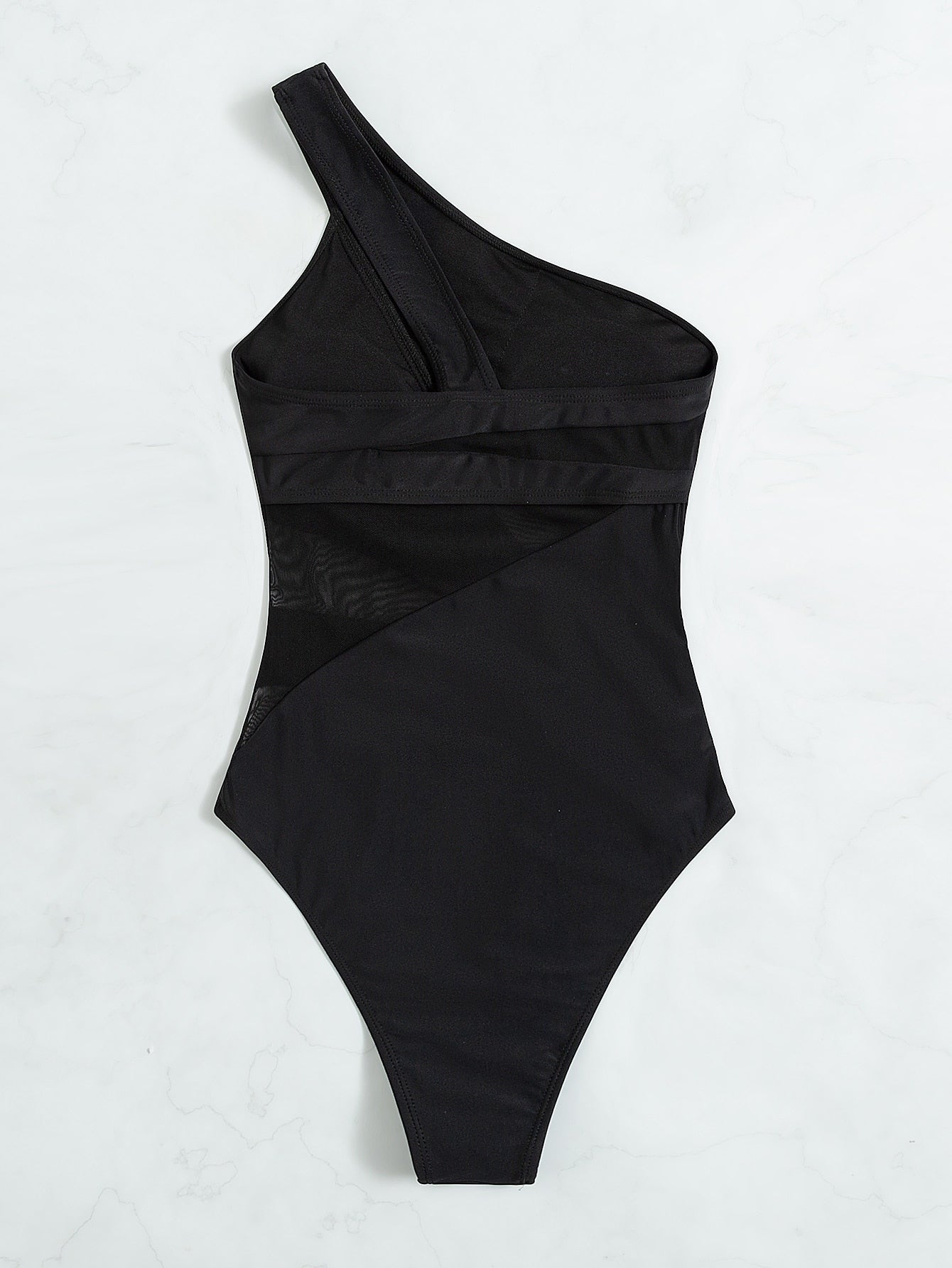 Maiô Feminino Assimétrico Preto com Tule Cherry Modas