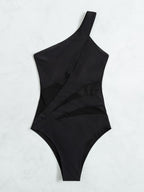 Maiô Feminino Assimétrico Preto com Tule Cherry Modas