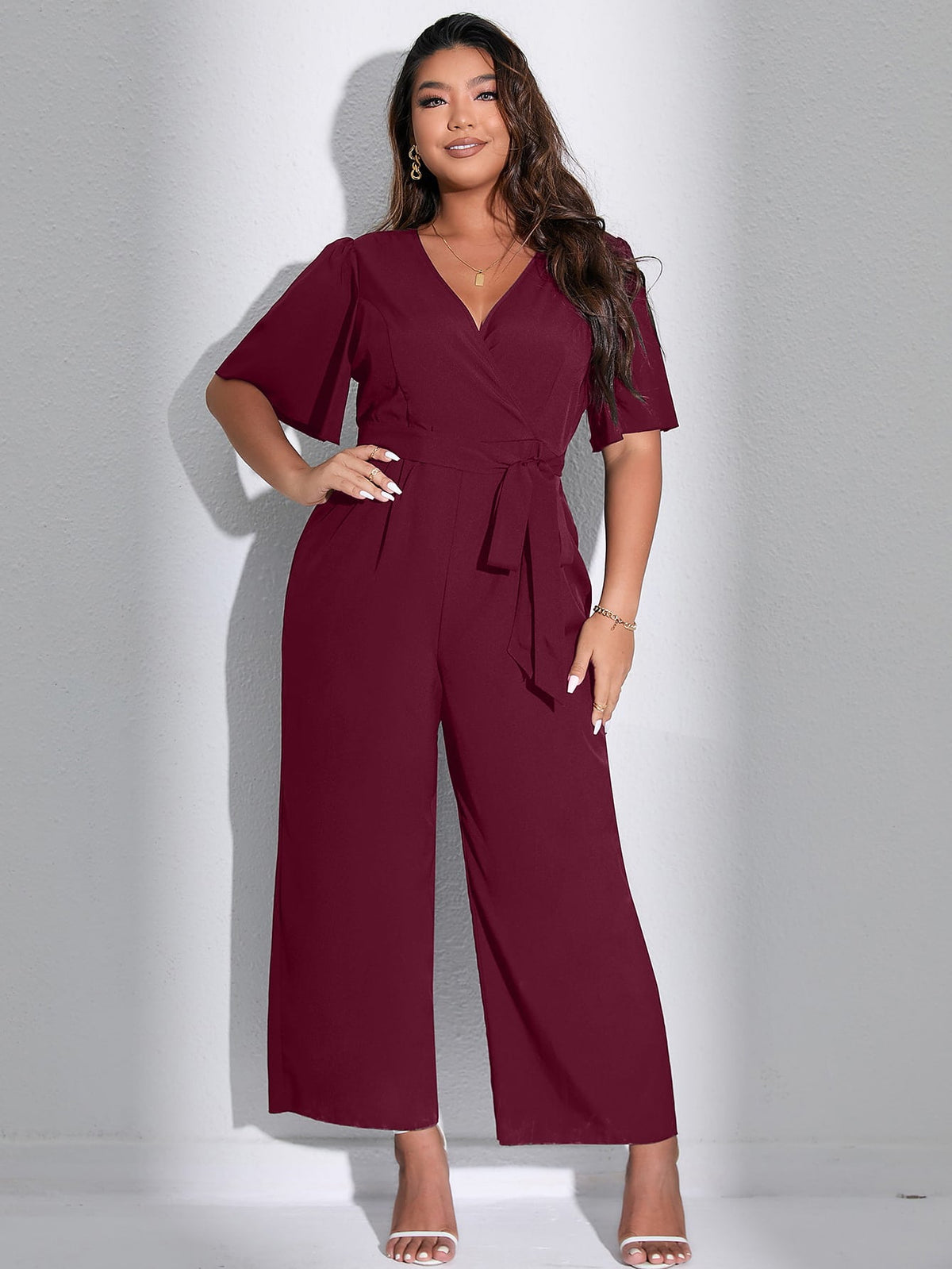 Macacão Feminino Plus Size Liso Elegante