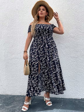 Vestido Longo Plus Size Florido Manga Ciganinha