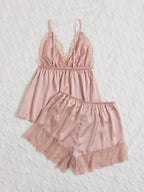 Pijama Babydoll Feminino com Renda Regata e Short 