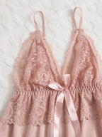 Pijama Babydoll Feminino com Renda Regata e Short 