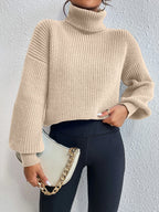 Suéter Feminino de Tricô com Gola Alta