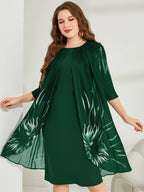 Vestido Midi Para Festa Senhora Plus Size com Detalhe Plissado