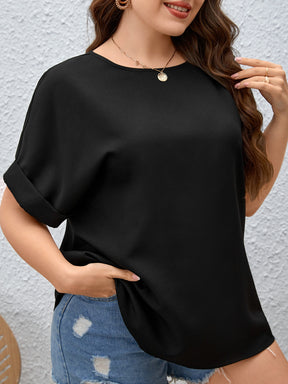 Blusa Feminina Manga Curta Asa de Morcego Básica Plus Size Cherry Modas