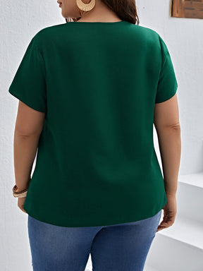 Blusa Plus Size Feminina Elegante Decote V Verde