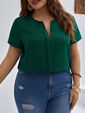 Blusa Plus Size Feminina Elegante Decote V Verde