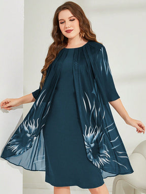 Vestido Midi Para Festa Senhora Plus Size com Detalhe Plissado
