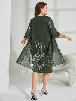 Vestido Midi Para Festa Senhora Plus Size com Detalhe Plissado