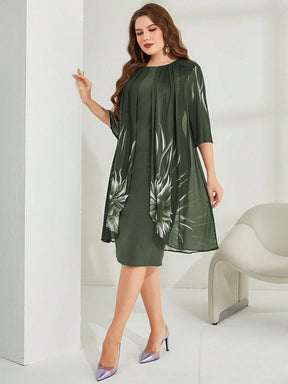 Vestido Midi Para Festa Senhora Plus Size com Detalhe Plissado