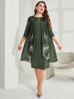 Vestido Midi Para Festa Senhora Plus Size com Detalhe Plissado