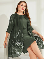 Vestido Midi Para Festa Senhora Plus Size com Detalhe Plissado