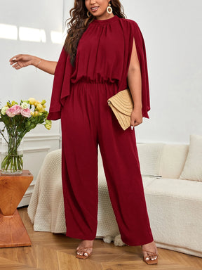 Macacão Pantalona Plus Size Elegante Manga Esvoaçante