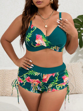 Biquini Push Up com Estampa Tropical Plus Size