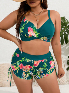 Biquini Push Up com Estampa Tropical Plus Size