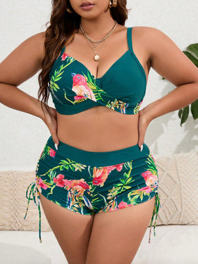 Biquini Push Up com Estampa Tropical Plus Size