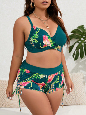 Biquini Push Up com Estampa Tropical Plus Size