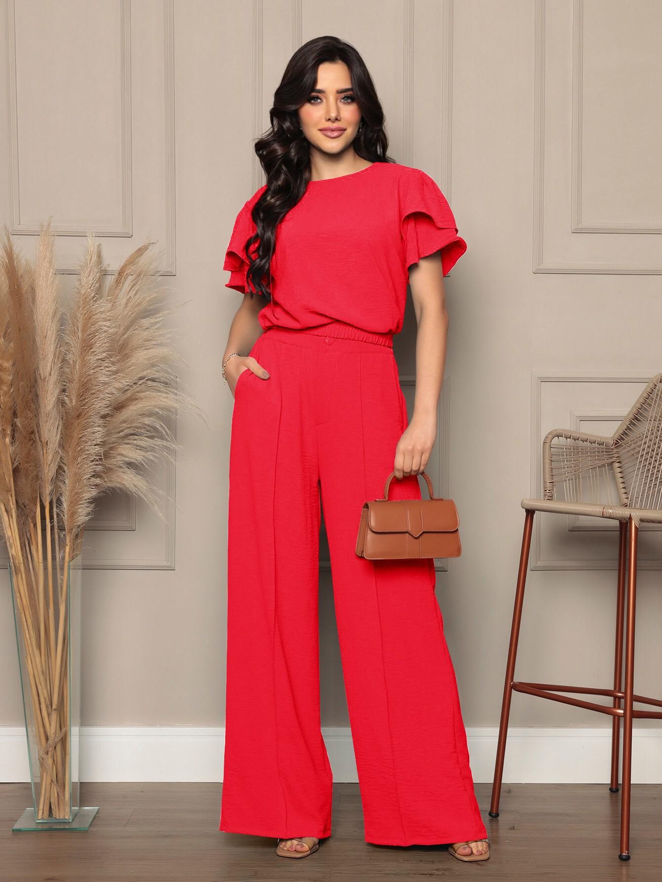 Conjunto Feminino Blusa e Calça Pantalona