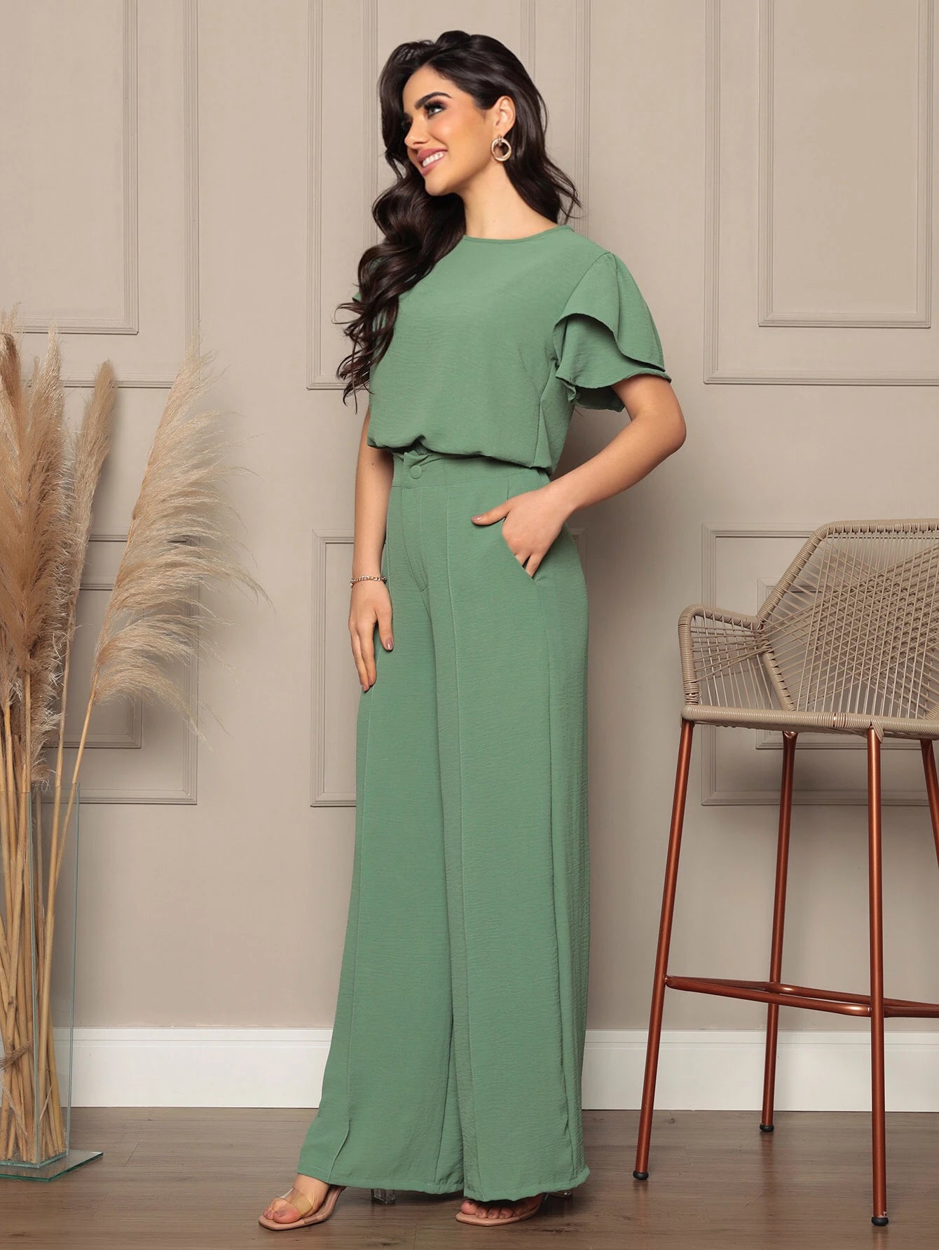 Conjunto Feminino Blusa e Calça Pantalona