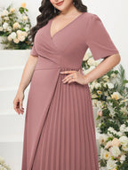 Vestido Midi Plus Size Feminino Plissado Cherry Modas