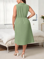 Vestido Midi Plus Size Feminino com Botão Lateral Cherry Modas