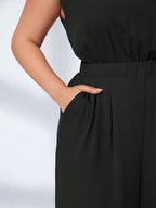 Macacão Pantalona Plus Size sem Manga