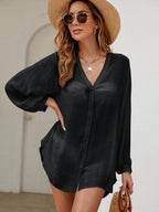 Saída de Praia Camisa com Botões Transparente