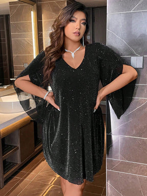Vestido Para Festa Plus Size Curto Brilhoso