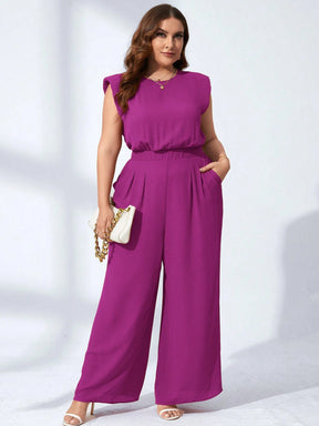 Macacão Pantalona Plus Size sem Manga