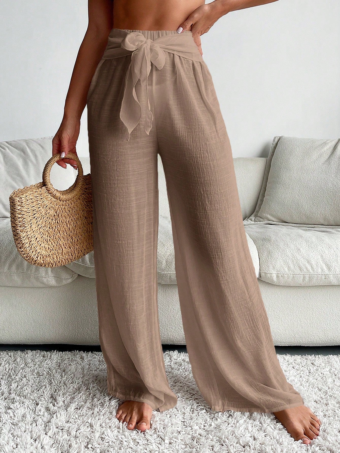 Saída de Praia Calça Feminina com Laço