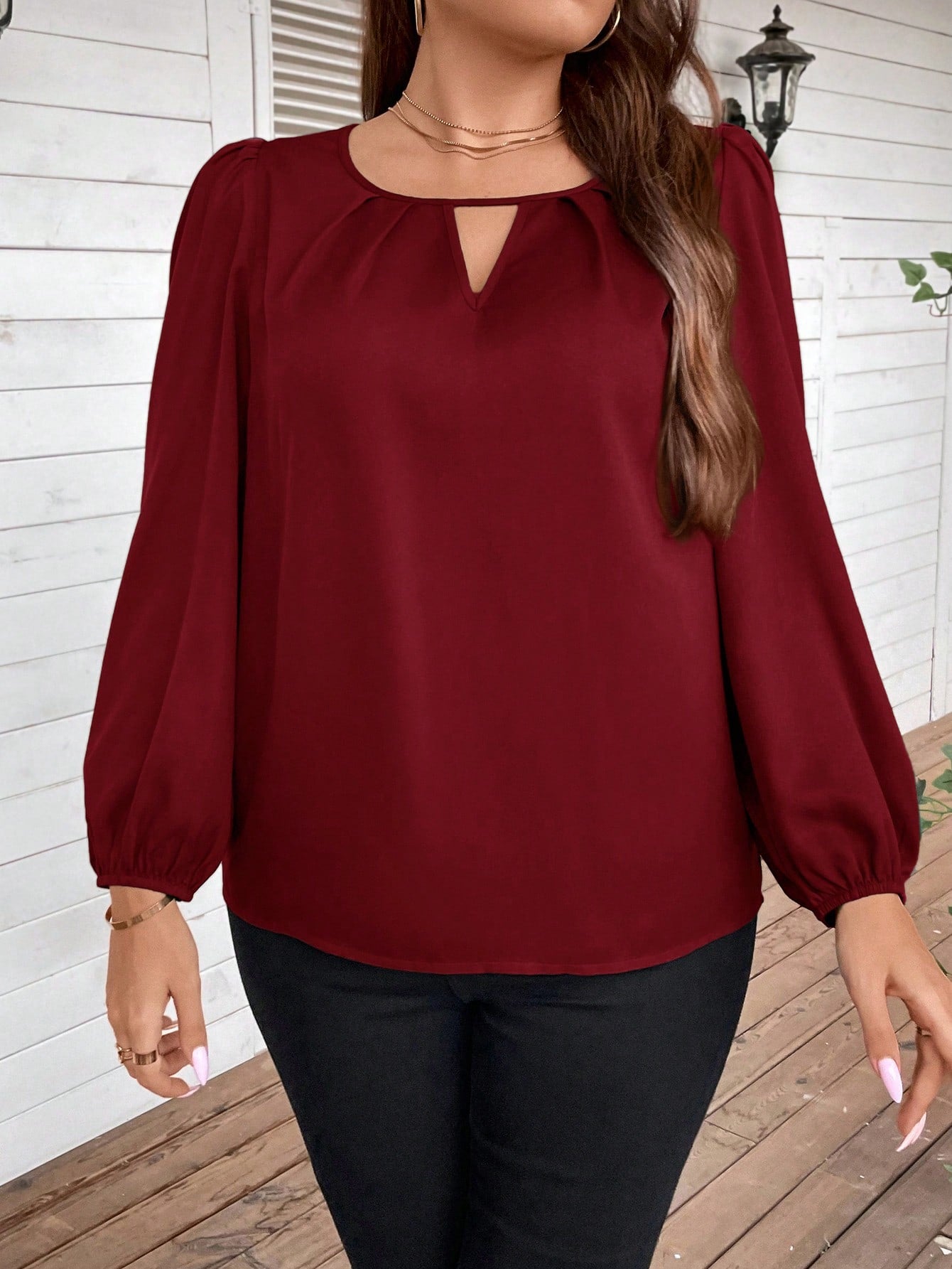 Blusa Feminina Manga Longa Decote Gota Plus Size Cherry Modas