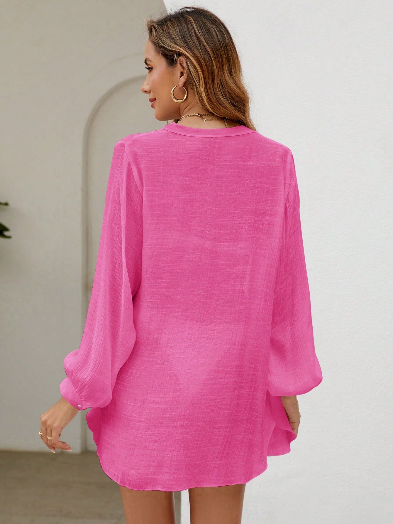 Saída de Praia Camisa com Botões Transparente