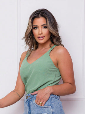 Blusa Regata Feminina Tecido Crepe