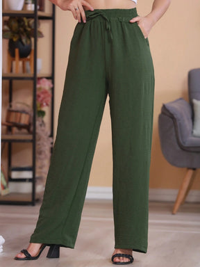 Calça Pantalona Feminina Com Bolso Cintura Alta Duna