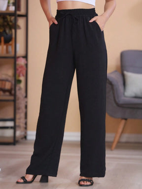 Calça Pantalona Feminina Com Bolso Cintura Alta Duna