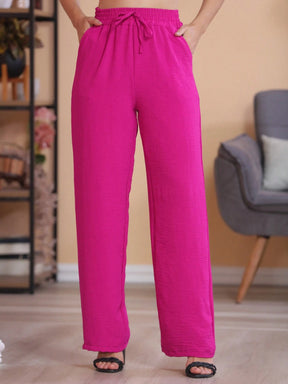 Calça Pantalona Feminina Com Bolso Cintura Alta Duna